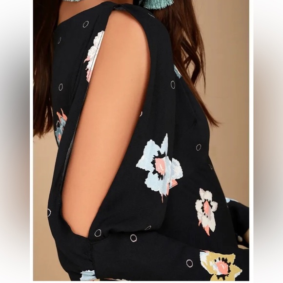 New Free People Womens Sunshadows Split-Sleeve Mini Dress Size 8 - Picture 2 of 16